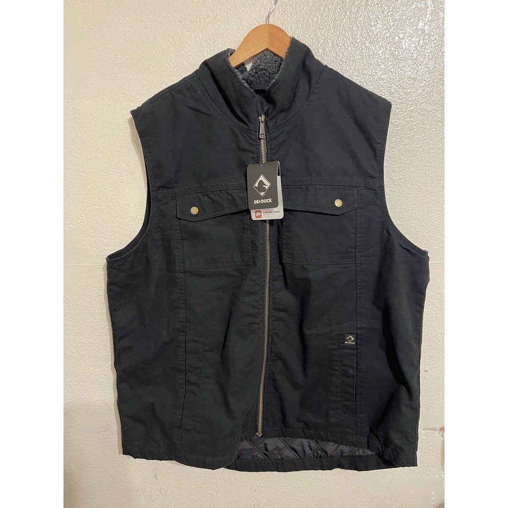 Dri Duck Trek 5068 Mens XL Black Canyon Cloth Canvas Sherpa Lined Workwear Vest - Picture 2 of 10
